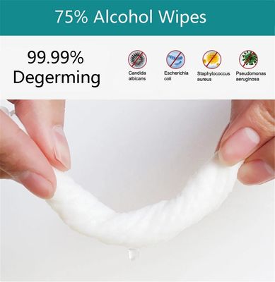 외피 방부성 세정을 위한 75% 비 우븐 술 습식 와이퍼지