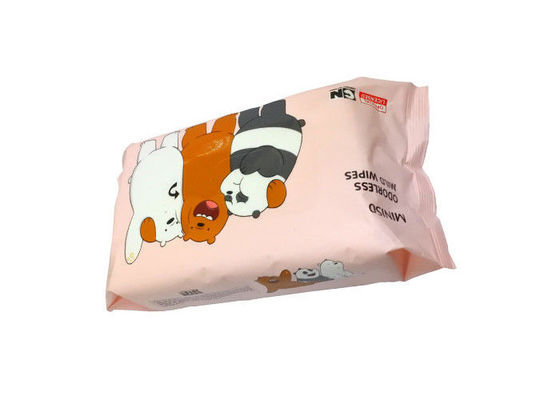 향기가 없는 온화한 비 알코올성 아기는 스티커로 80PCS 플로우 팩을 닦습니다