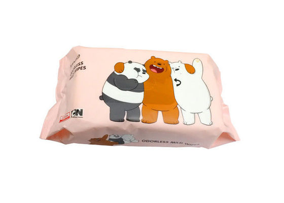 향기가 없는 온화한 비 알코올성 아기는 스티커로 80PCS 플로우 팩을 닦습니다